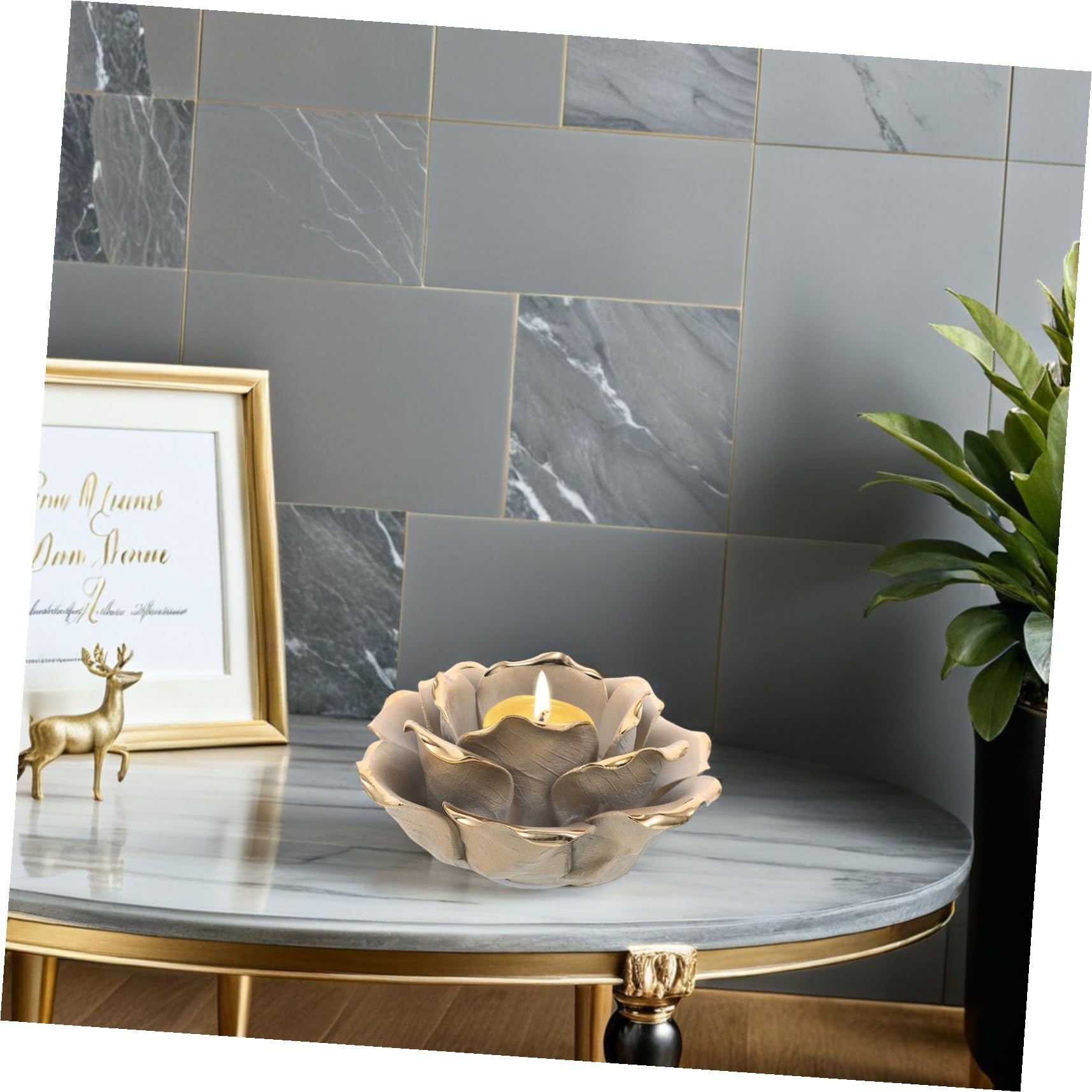 Cabilock 2stücke Roségoldene Keramik-teelichthalter in Blumenform Hochzeitstischdeko oder Heimaccessoire mit Glasierter Oberfläche für Eleganten Look