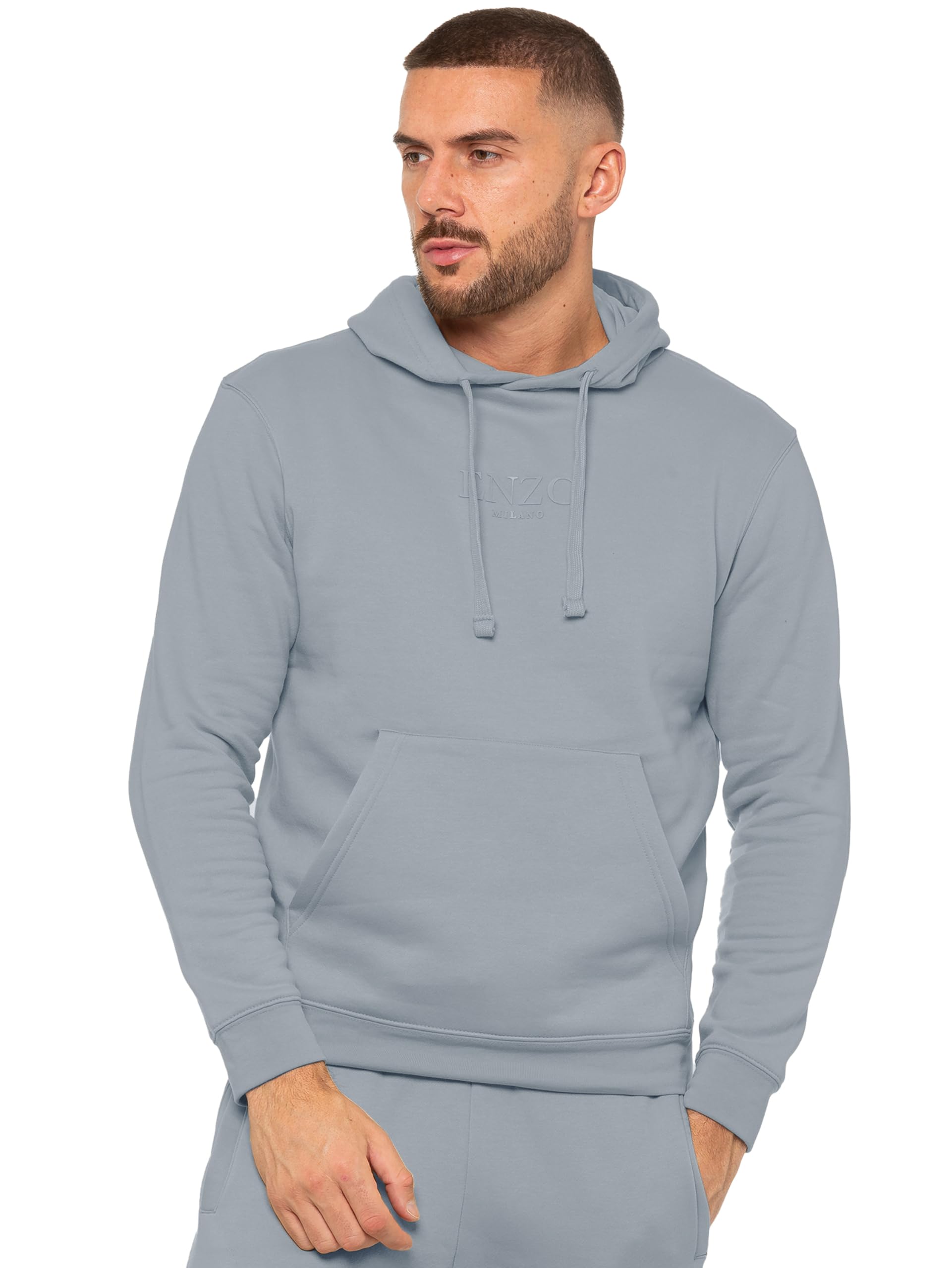 989Zé Enzo Men's Coastal Blue Pullover Hoodie Long Sleeve Hooded Top Sweatshirt (Uk, Alpha, M, Regular, Regular, )