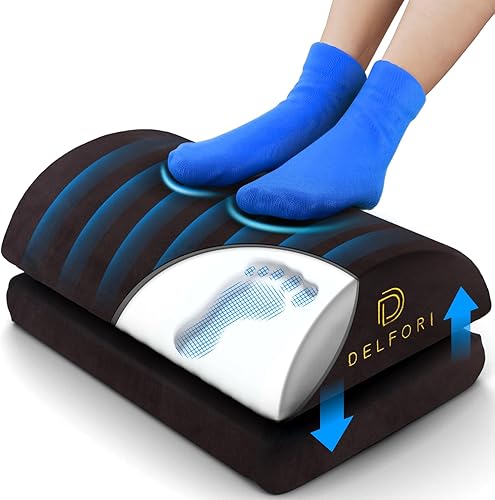 Reposapiés prémium para debajo del escritorio, reposapiés ergonómico para el trabajo, hogar y oficina, taburete de espuma viscoelástica de altura