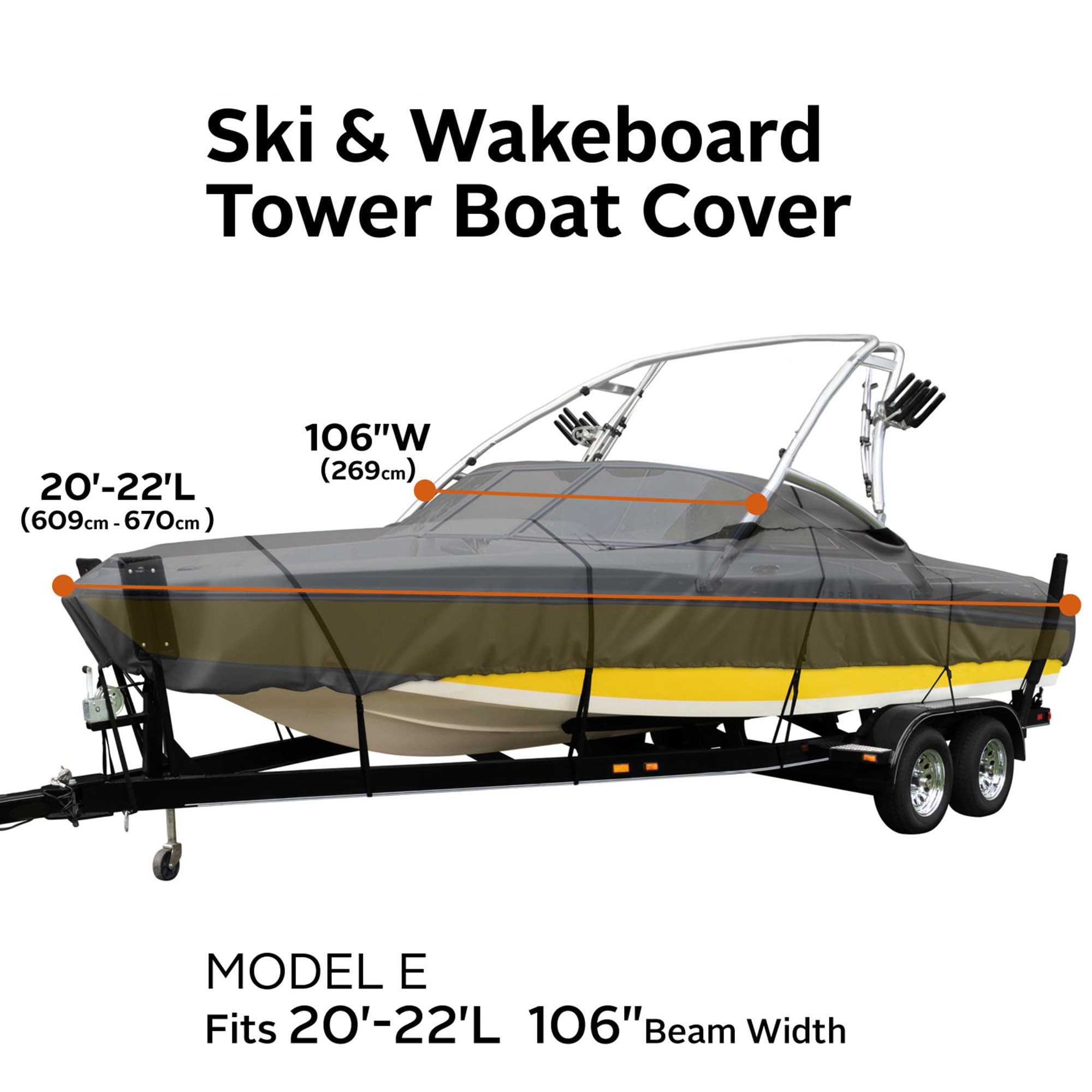 Classic Accessories StormPro Heavy-Duty Ski & Wakeboard Tower Boat Cover, Fits boats 20 - 22 ft long, beam width to 106 in wide