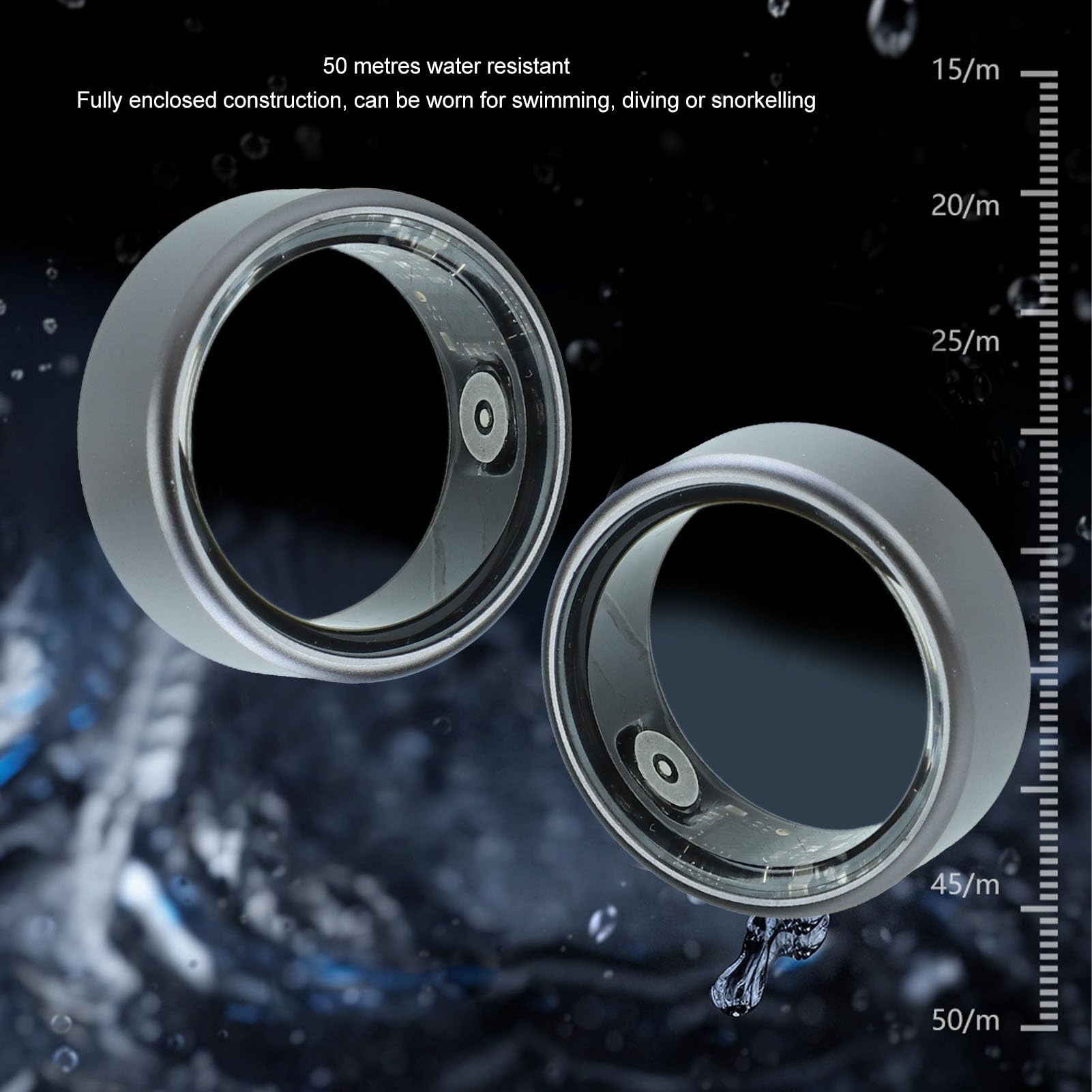 XUMIUZIY Smart Ring Health, Health Ring Multi Sports Modes Water Gesture Camera Control Ultra Thin Wearable Smart Ring with Charging Case for Men Women (8#)