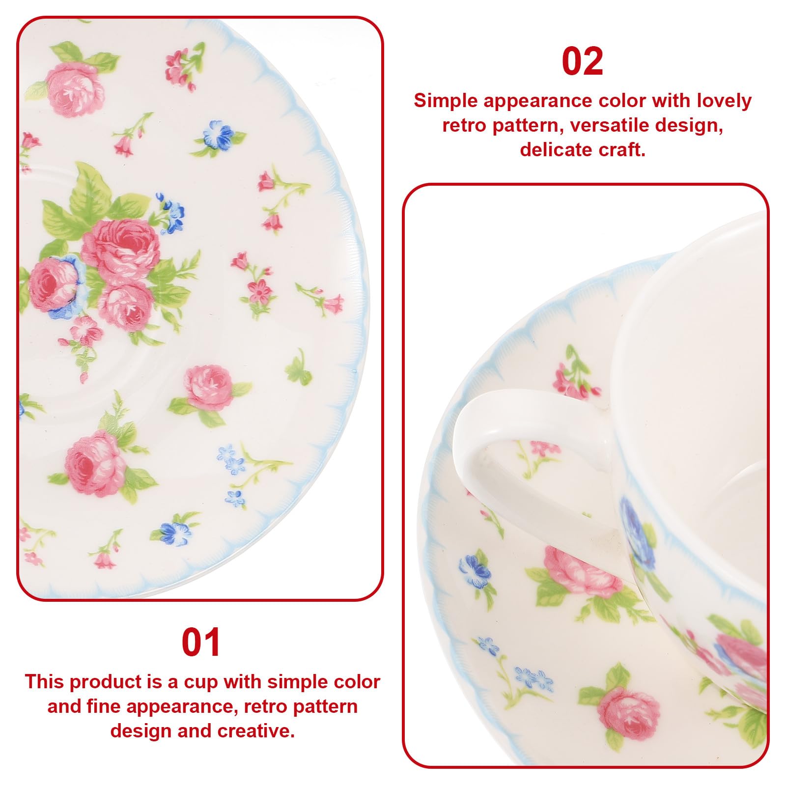 Set di Tazzine da Caffè in Bone China 150ml Design Retrò e Aspetto Delicato, Facile da Usare, per Celebrazioni e Regali di Inaugurazione Casa