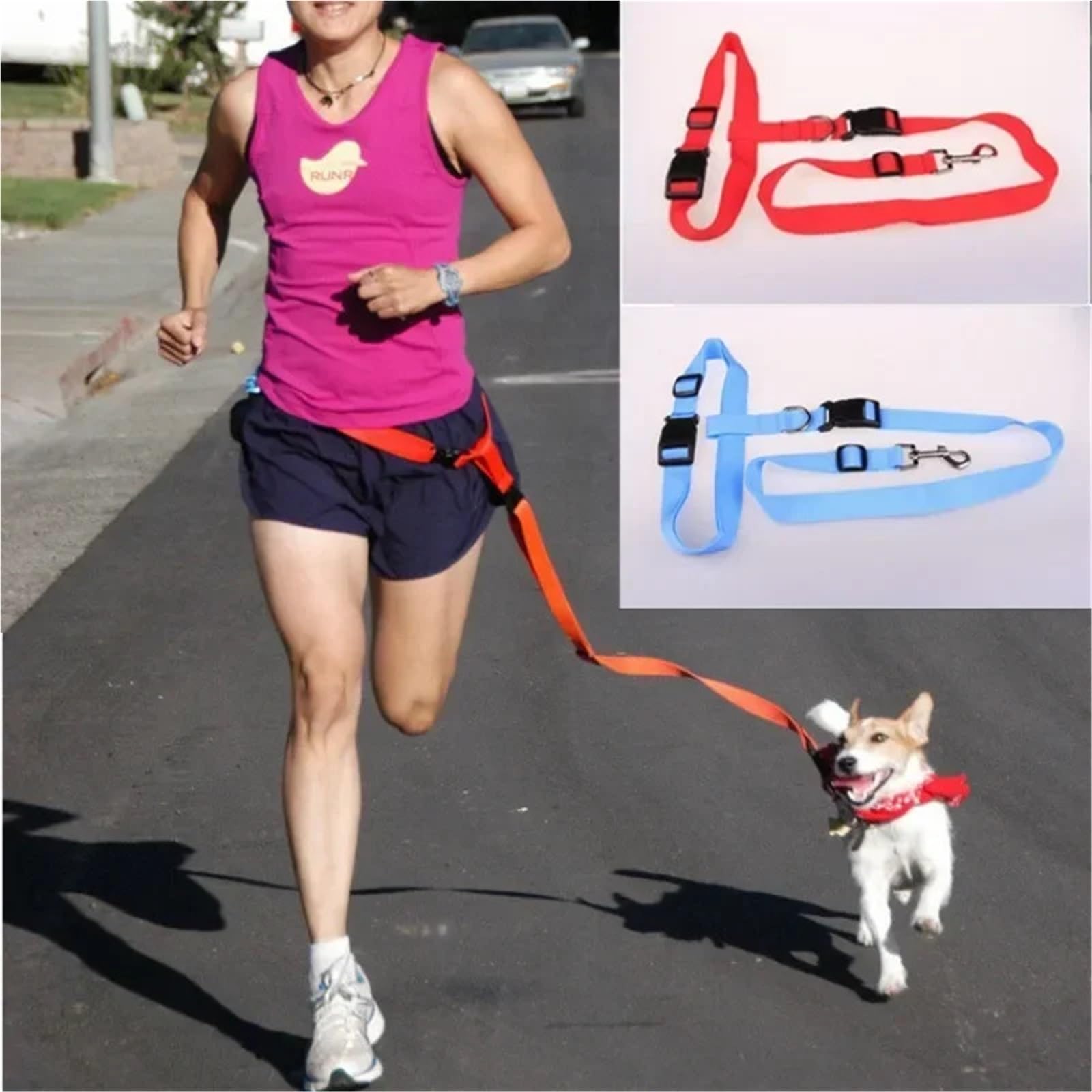 Ceinture de Traction pour Chien 1 Laisse réglable for Chien et Chat, idéale la Course, Marche, Le Jogging, Taille, Poitrine, Cadeau, Corde de Traction(Yellow)