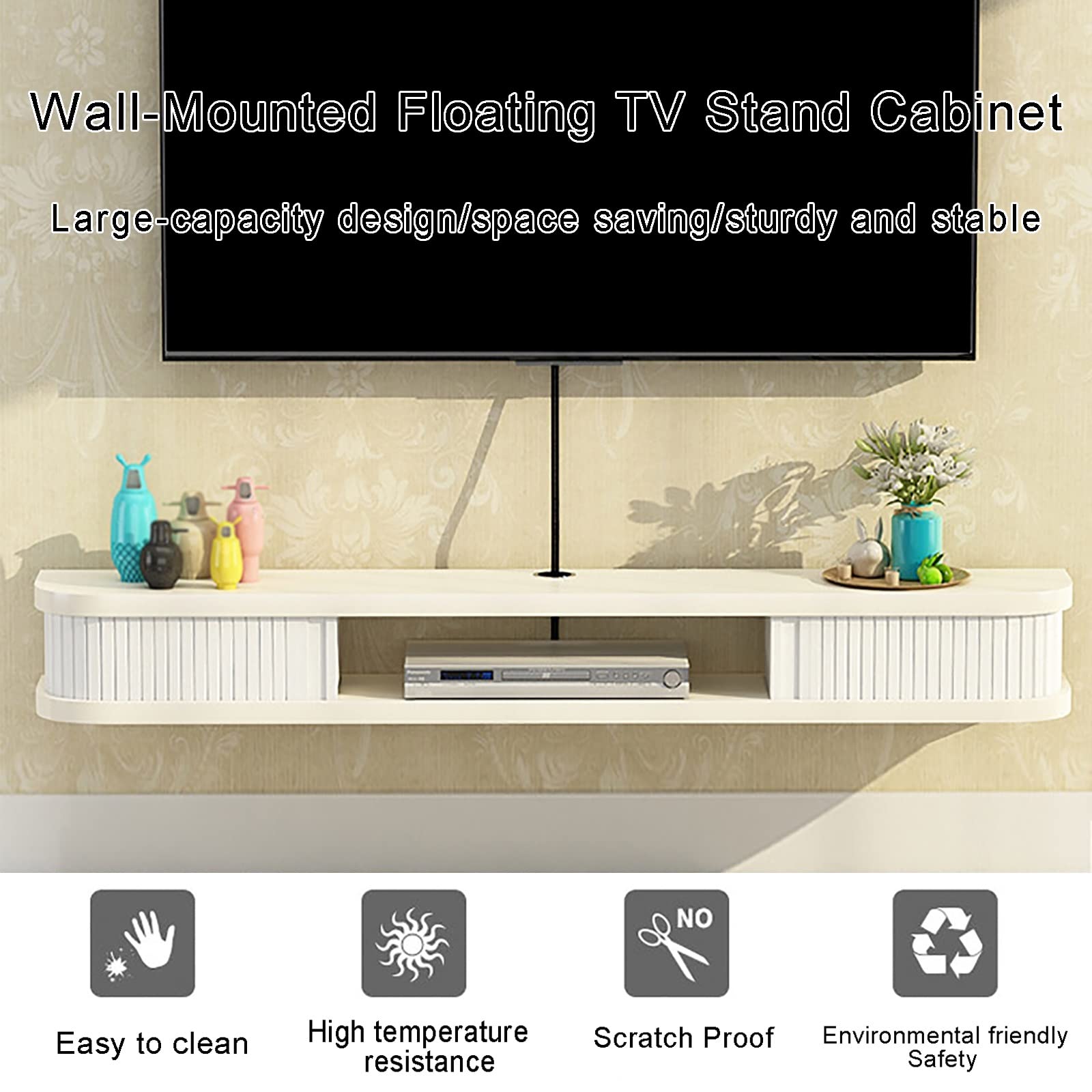 Mensola TV Fissata al Muro,Supporto TV Galleggiante/Mobile TV,Console TV in Legno per Soggiorno,Componente Mobile Centrale di Intrattenimento,per Console Audio/Video unità di Archiviazione