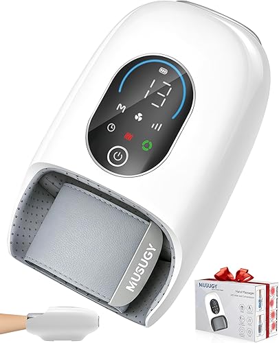 Masajeador de manos con calor y compresión: cobertura completa de mano y muñeca con pantalla táctil y rodillo de palma - Diseñado para la comodidad