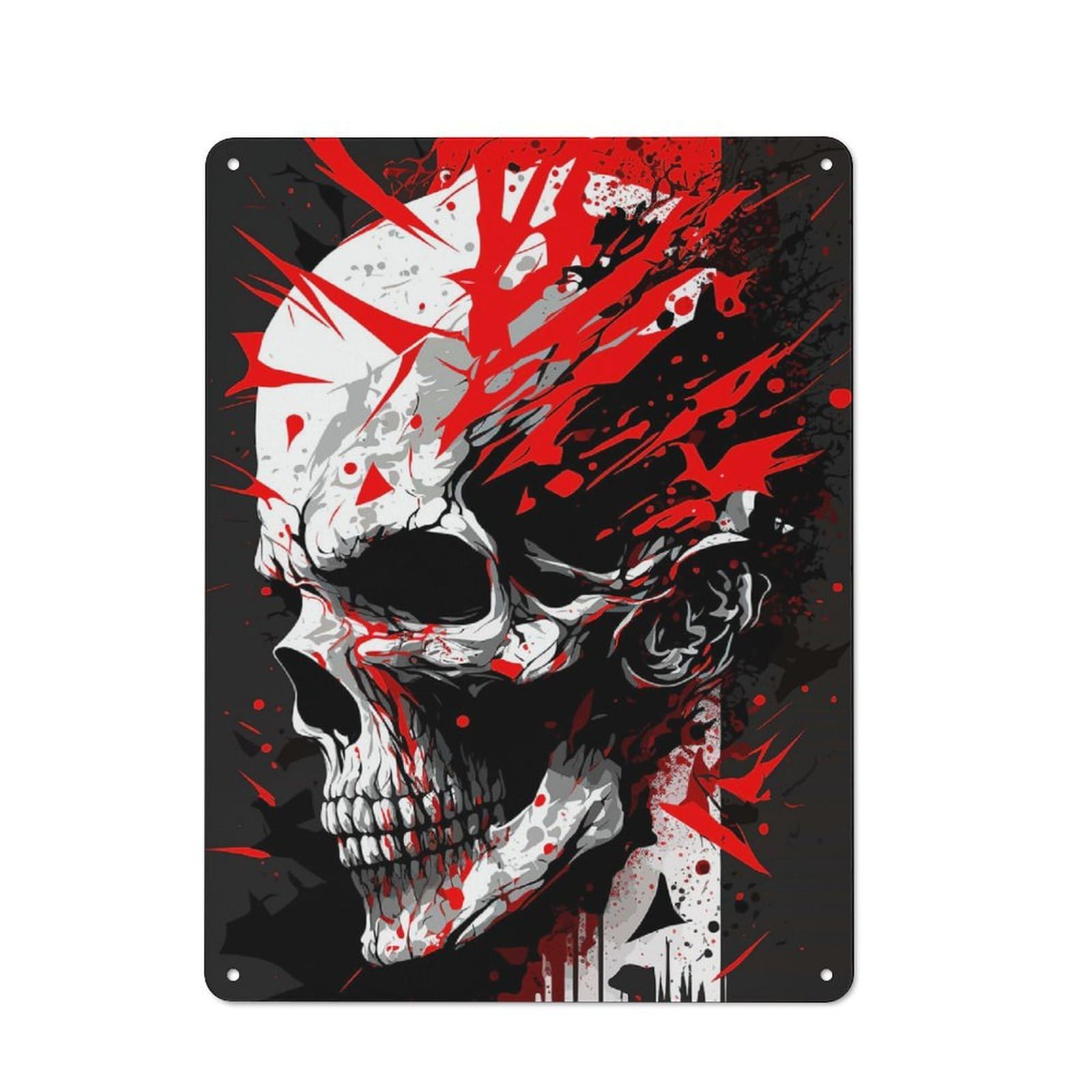 Junmoney Skull Head 6 Metal Plaque 40X30cm With For Home Bar Wall, Retro Decor, For Garage, Workshop And Man Cave Decoration