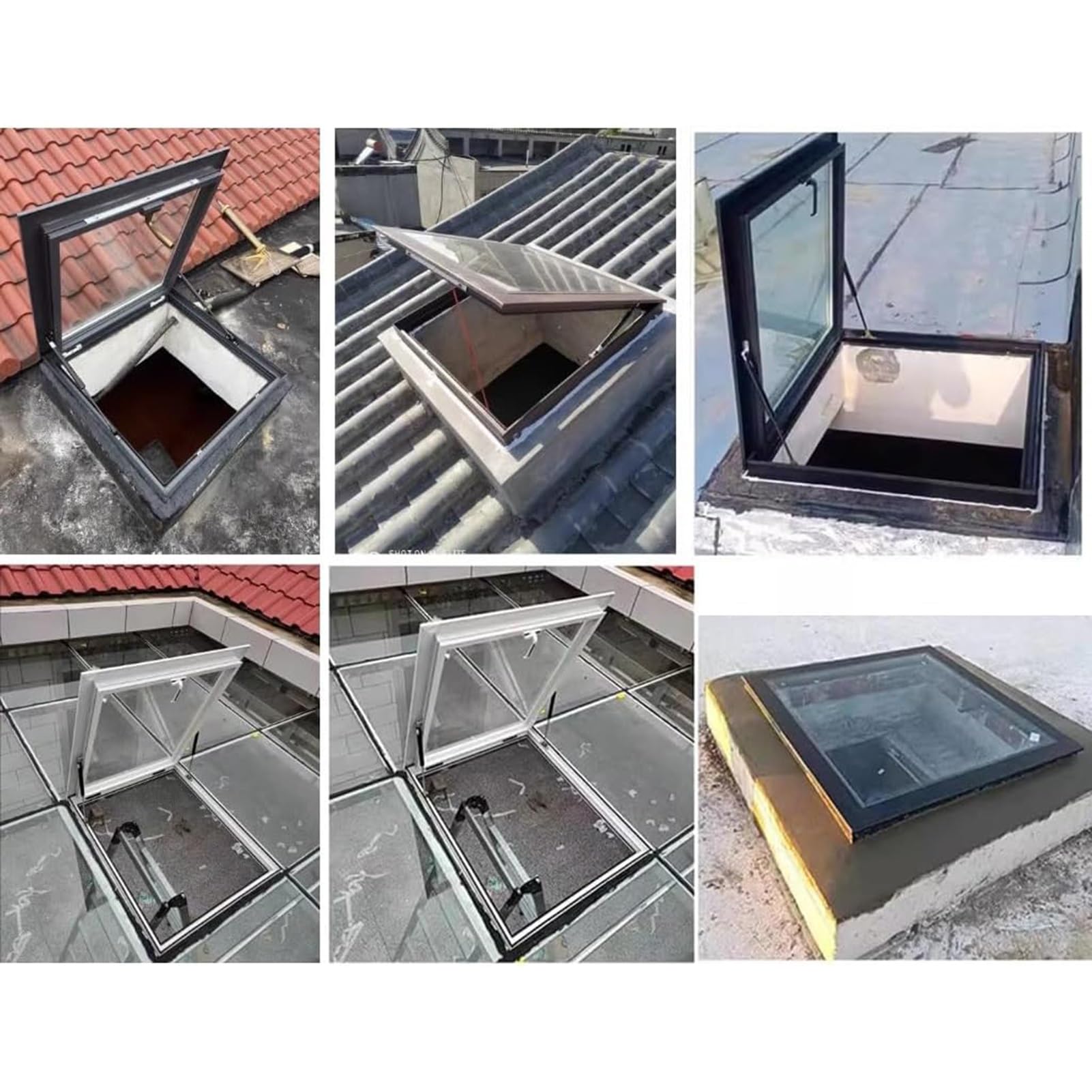 Escotilla de tragaluz de aluminio, diseño duradero de una sola pieza para áticos, sótanos y acceso de emergencia, fácil instalación con vidrio templado