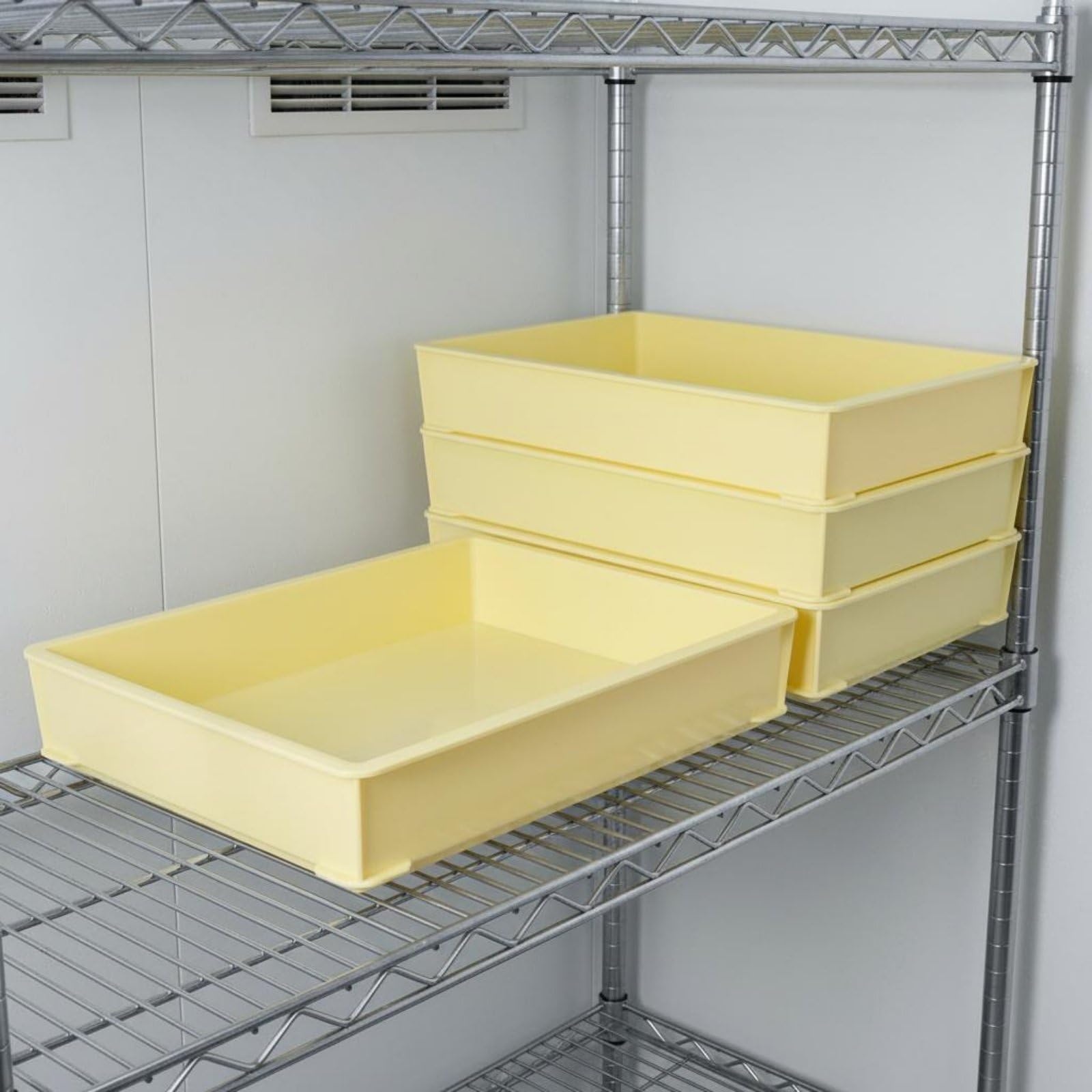 Scatola di Fermentazione con Coperchio Qualità Professionale Attrezzatura da Cucina Impilabile per Pizzaioli, Contenitore Per Impasto Giallo C13, Altezza 105mm