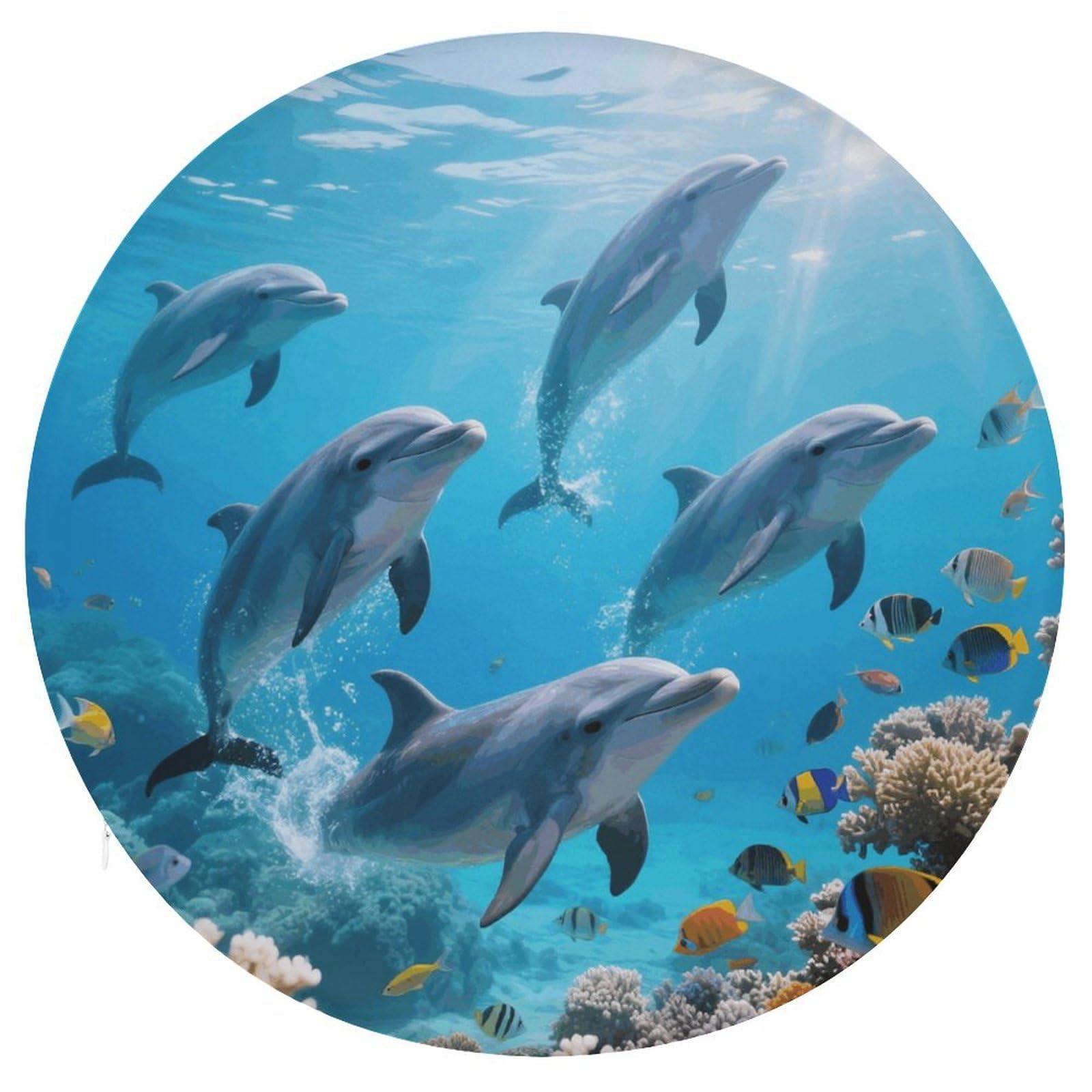 VstaDank Cute Dolphins Cushions Memory Non Slip Car Seat Cushions Dining Chairs Cushion Indoo Dining Room Round Chair Pads with Zipper and Removable Cover Cushion