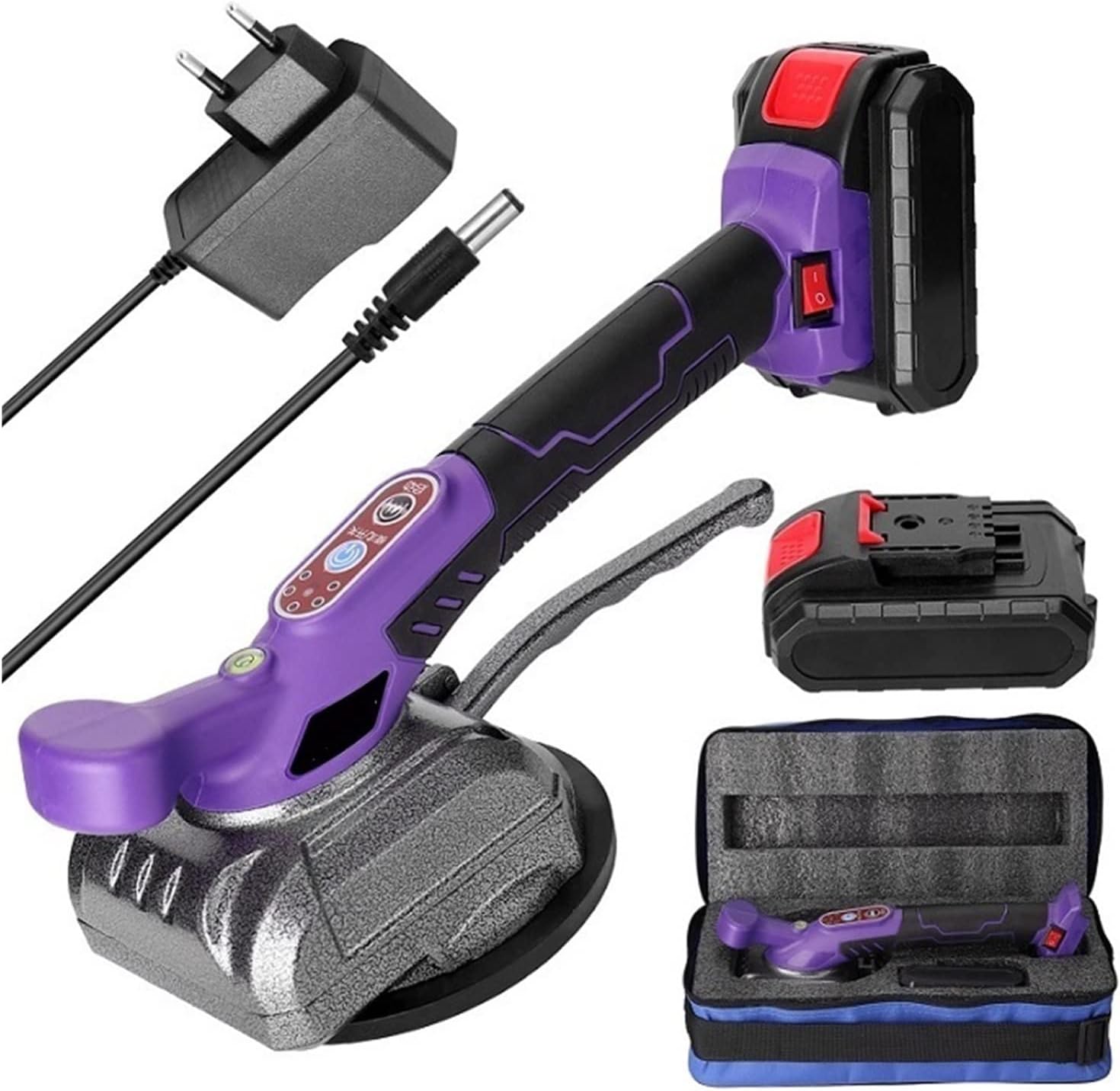 Tile Vibration Leveling Machine Tile Vibrator Tile Tiling Machine 45kg Tiles Floor Plaster Machine Tile Laying Automatic Floor Vibrator Leveling Tool + Battery High Celebration Frequency(1 Bat