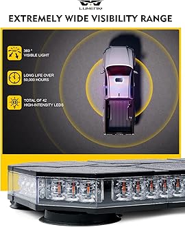 LUMENIX LED Rooftop Strobe Beacon Lights Bar w/Controller Magnetic Emergency Traffic Warning Security Caution Police Cop Lights for First Responder Vehicle Trucks Car - Red Blue (Patent Design)