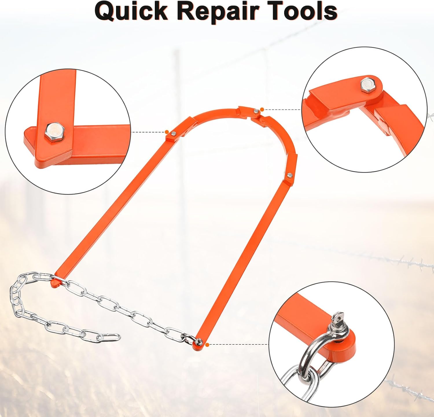 Fence Fixer, Fence Repair Tool, Anti-Corrosion Barb Wire Tightener and Stretcher Tools, Suitable for Electric/Horse/Mesh Fencing/Cowshed/Farm/Garden [Orange]