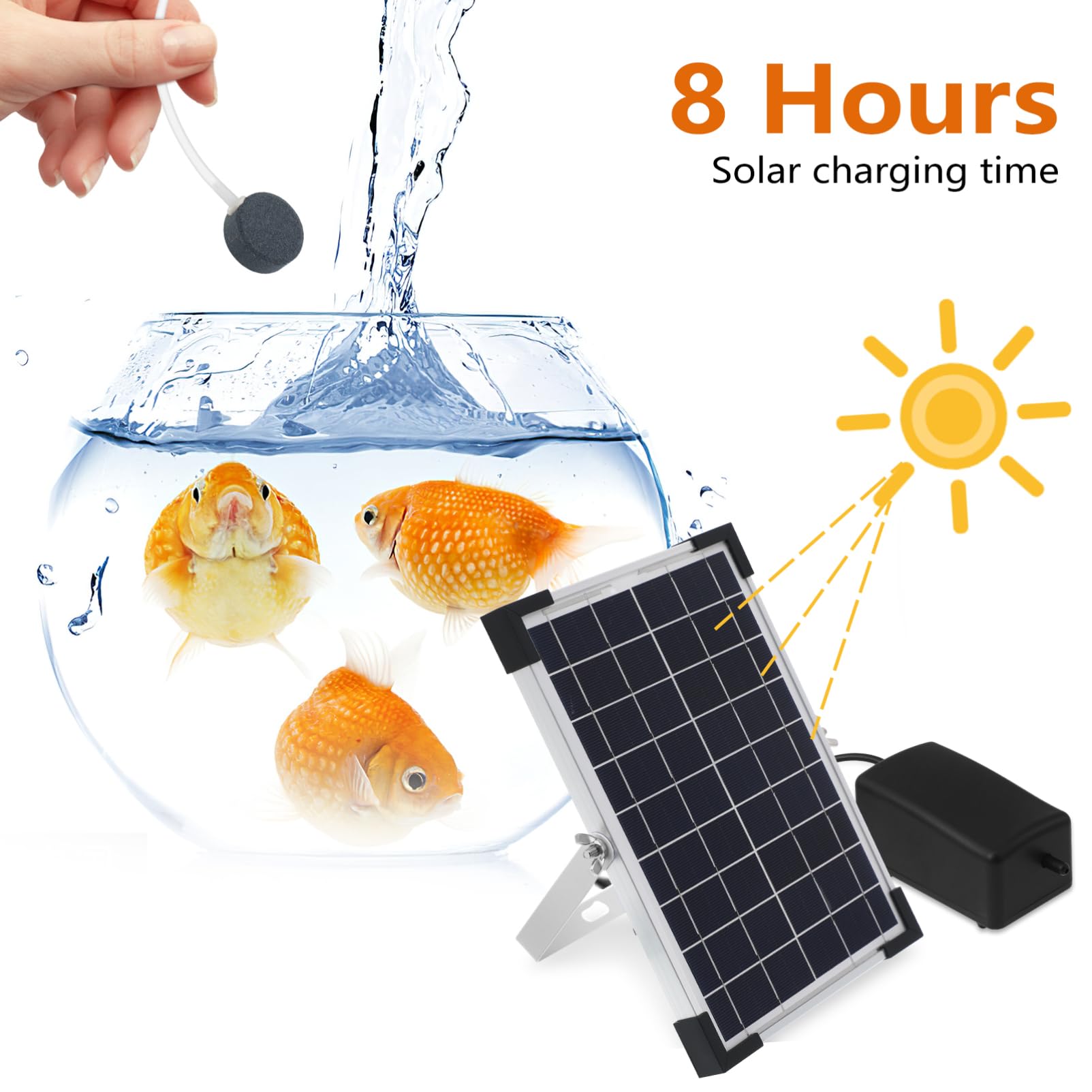 ERINGOGO Solar-teichbelüfter Mit Solarpanel Für Außenteiche Solar-luftpumpe Zur Sauerstoffzufuhr Für Fischteiche Und Aquarien Energiesparende Wasserpumpe Für Teiche Und Aquarien