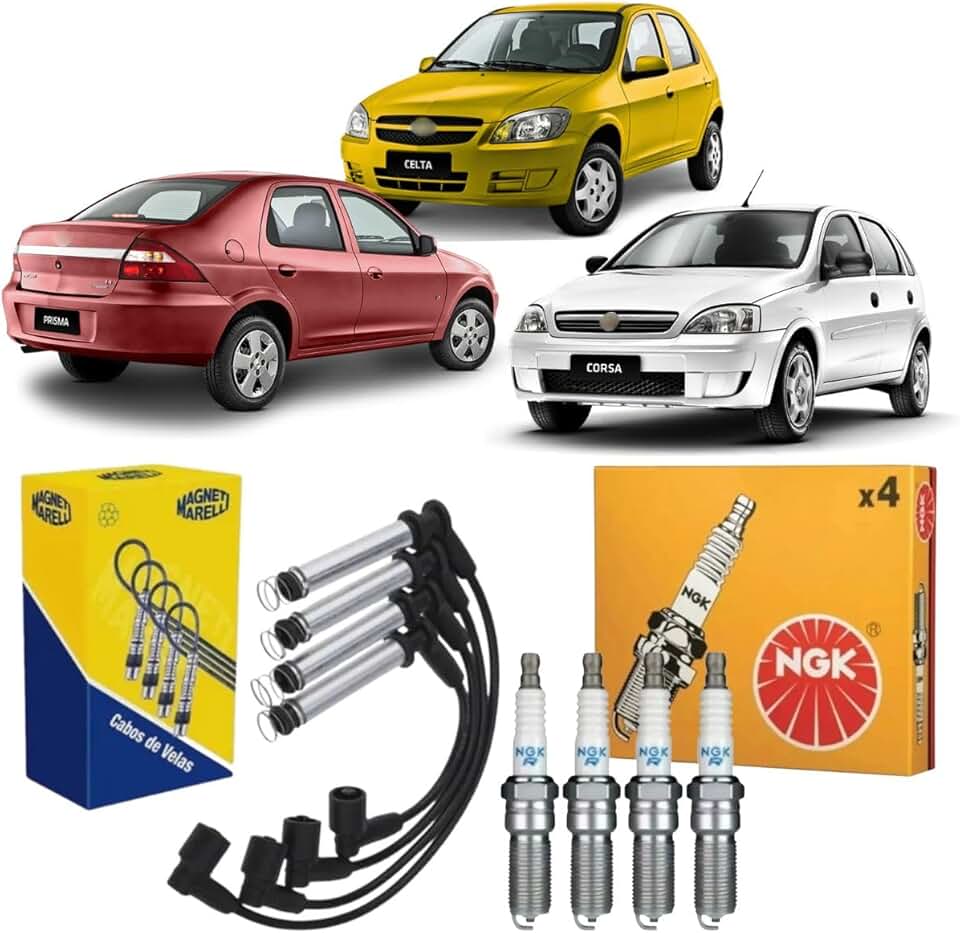 KIT CABO DE IGNIÇÃO + JOGO VELAS CELTA CORSA CLASSIC PRISMA