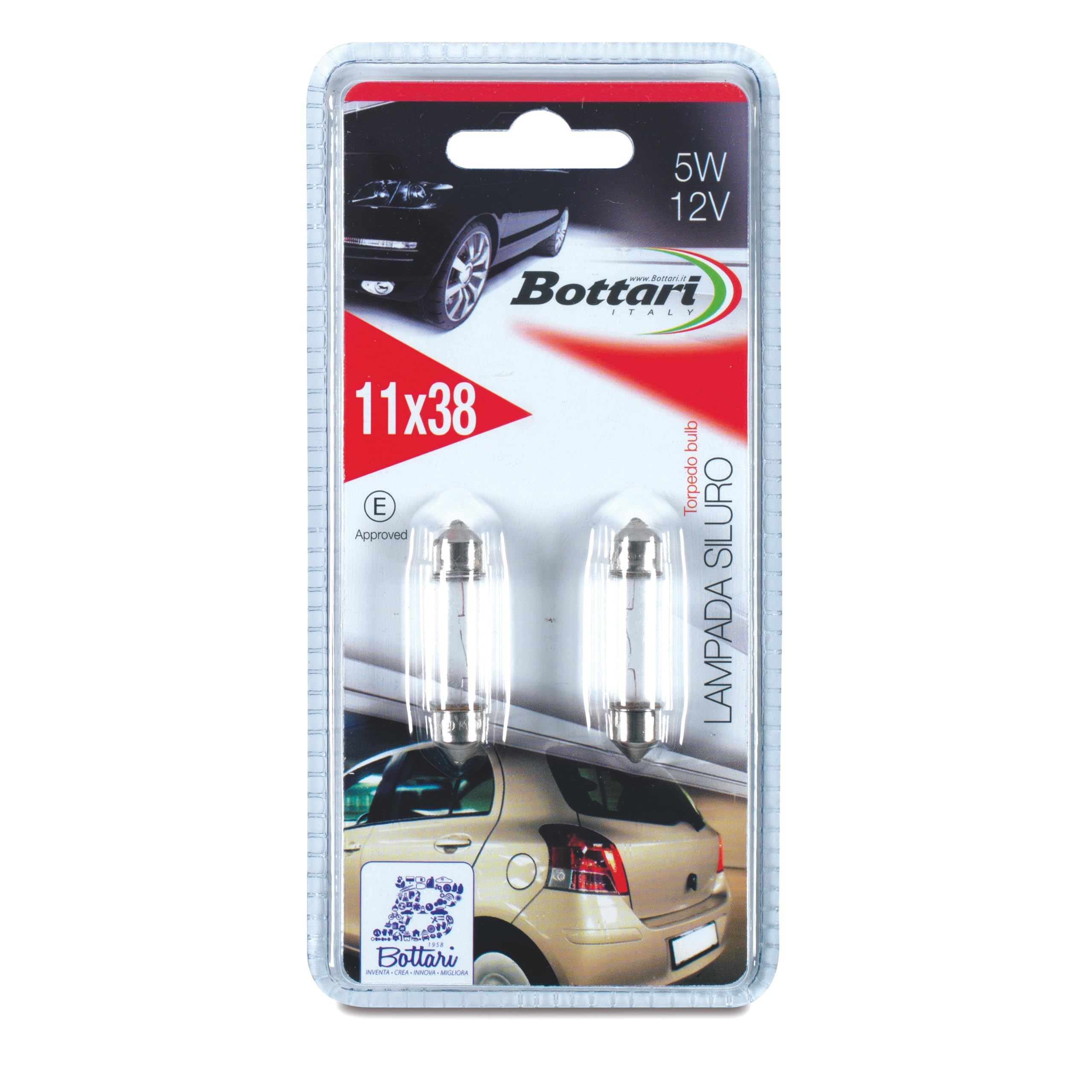 Bottari 30163 Zestaw Żarówek Rurkowych, 12 V, 5 W, 11 x 38