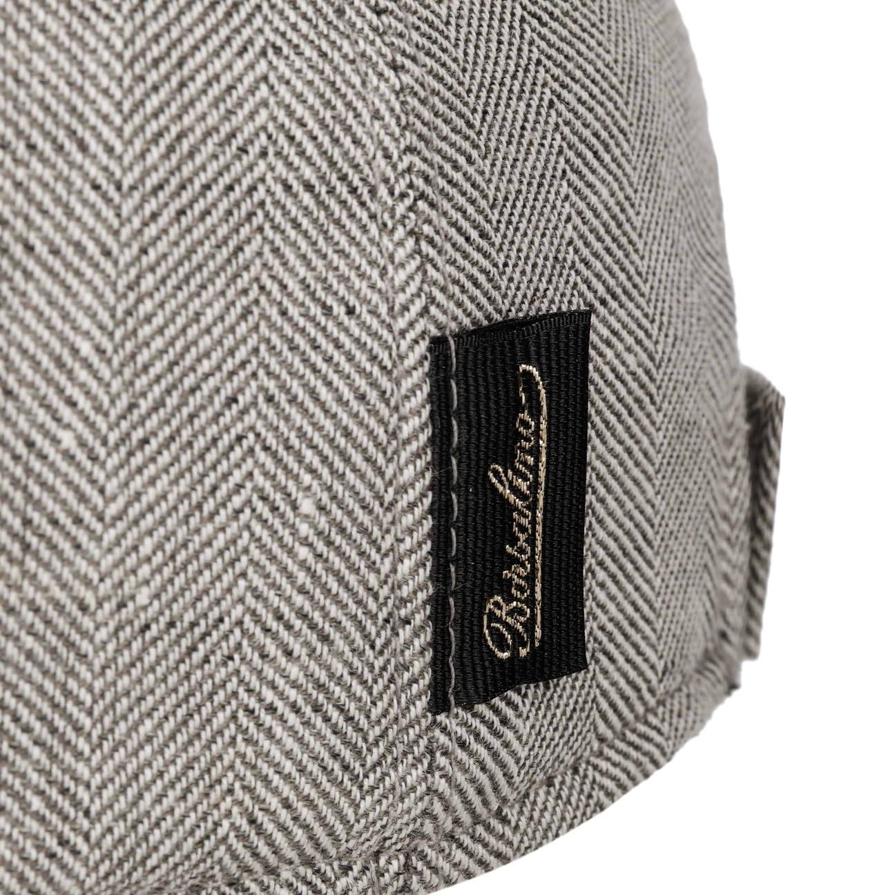 Borsalino Hiker Herringbone Cap Basecap czapka bejsbolówka lniana czapka bawełniana męska – Made in Italy z daszkiem, podszewką, zapięciem na rzepy
