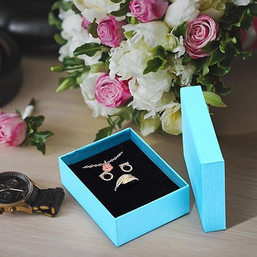 Miniatura 10 de Sasylvia 72 cajas de regalo de joyería de 2.76 x 3.54 x 1.18 pulgadas, cajas de embalaje de joyas, caja de cartón para el día de San Valentín (negro)