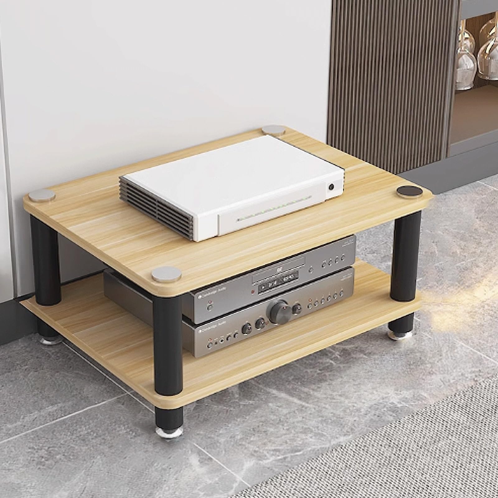 Solution de rangement 4 tailles en bois d'ingénierie et acier pour salon
