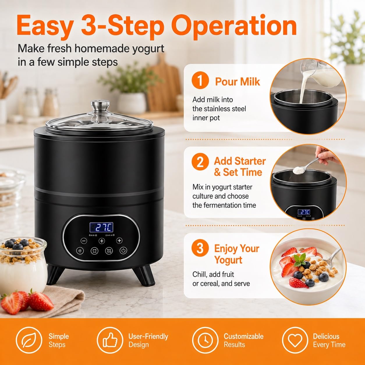 VZXATYOP Yogurtera con Temporizador, Incubadora De Fermentación De 8L/12L