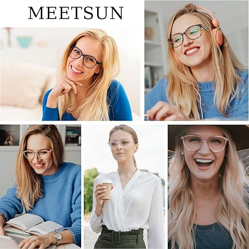 Miniatura 3 de MEETSUN Gafas de bloqueo de luz azul para mujer, lentes de luz azul ojo de gato, marco TR, antifatiga ocular, antirreflejos, lentes de juegos para