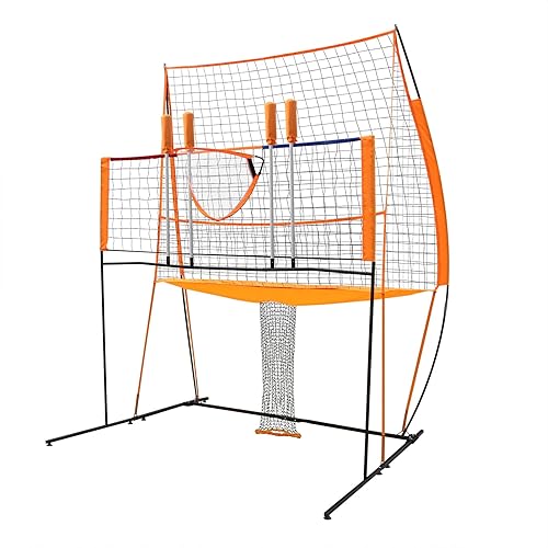MR Estación de red de práctica de voleibol, red de entrenamiento de voleibol independiente con retorno de bola, receptor de pases, bloqueador de