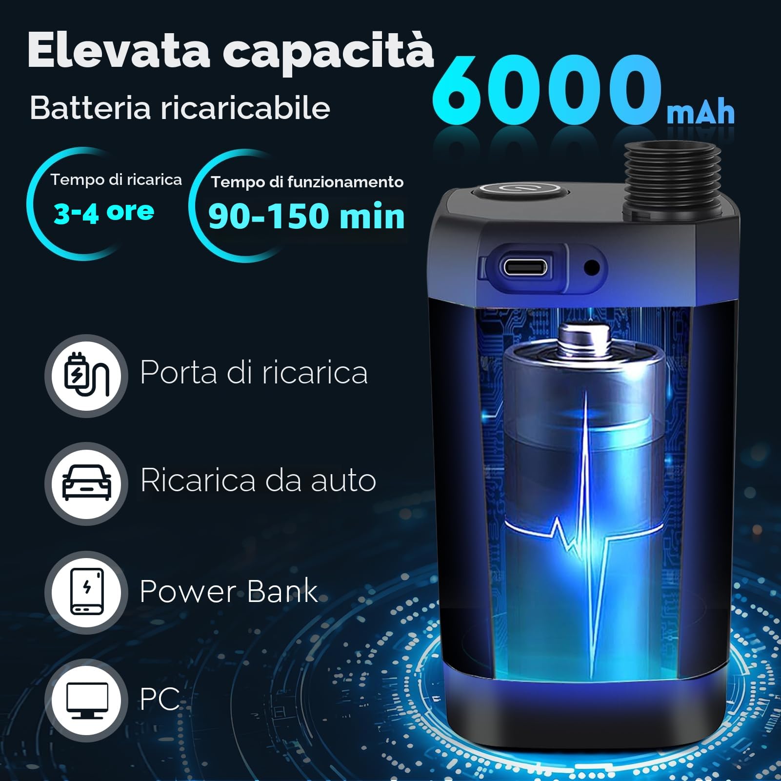 Uplayteck Doccia da Campeggio, Doccia Ricaricabile Portatile da 6000 mAh con Impermeabile IPX7, Doccia Portatile con Soffione, Tubo Flessibile e Display della Temperatura, per Spiaggia, Campeggio