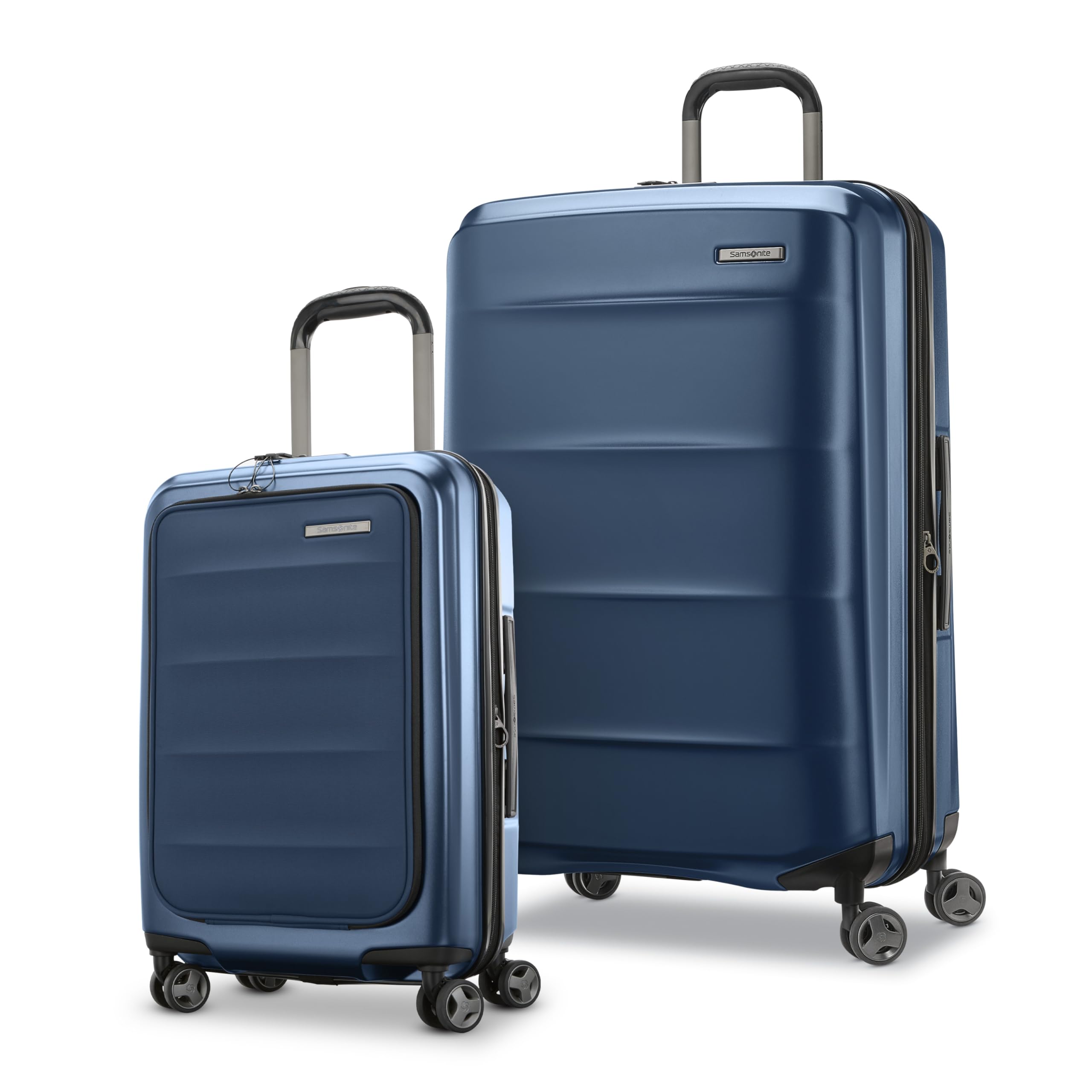 Samsonite 2 Piece Luggage Set with 21/28” Hardside Lightweight Octiv (Carry-On Pro with Front Pocket & Large Checked) Expandable, Four Spinner Wheels, Adjustable Handle, TSA Approved Lock - Blue