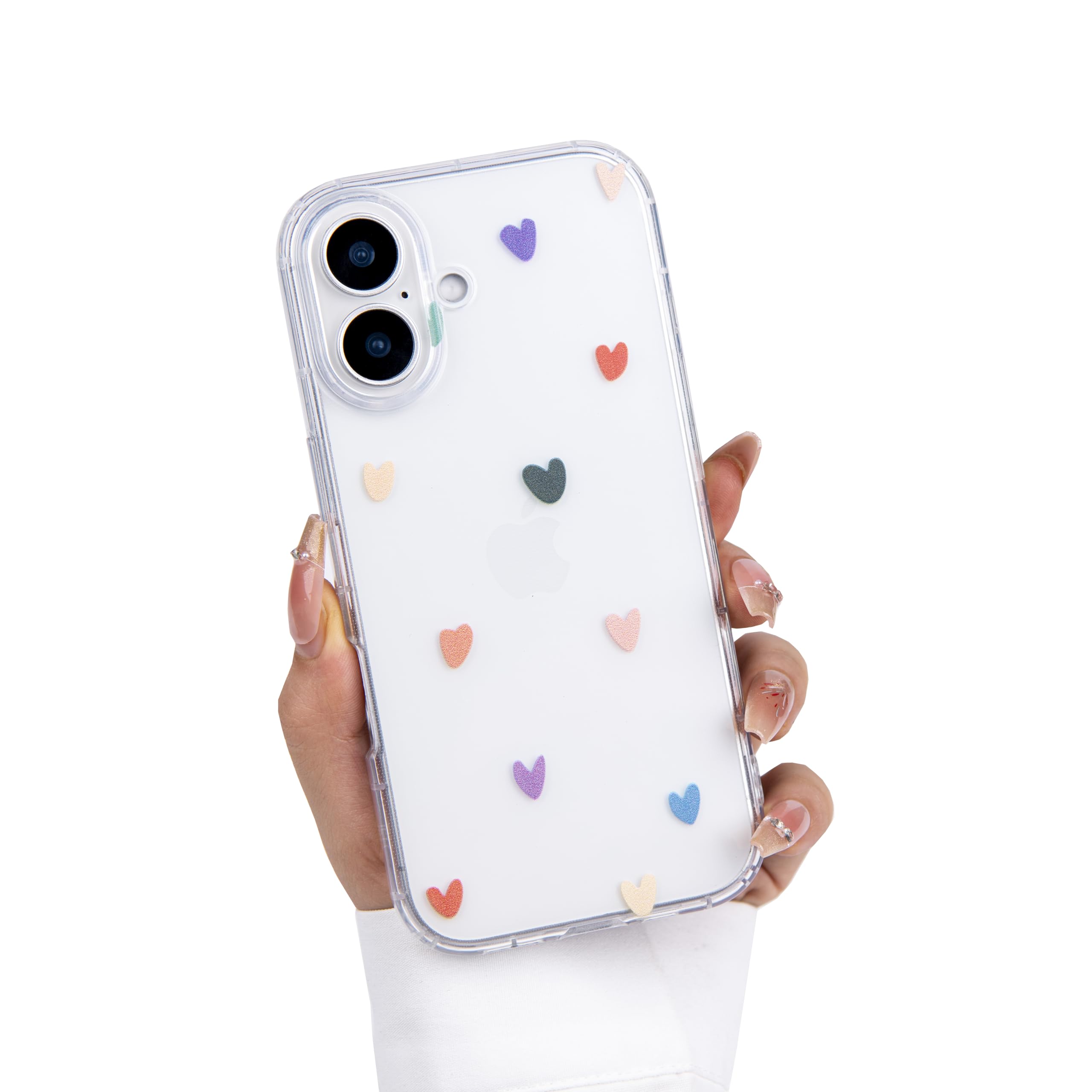 Einaily Hülle für iPhone 17 Case Crystal Clear Handyhülle Mode Chic Herz Muster Ultra Dünn Transparent Klare TPU Silikon Bumper Stoßfest Kratzfest Schutzhülle für iPhone 17 Slim Case Cover