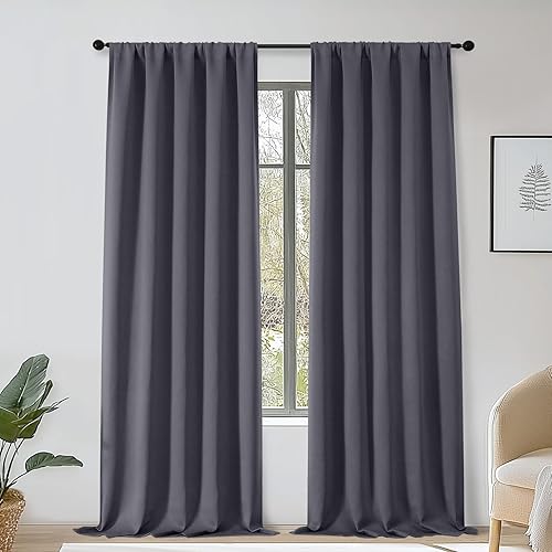 Miniatura 221 de OWENIE Sally Ever Green Cortinas Opacas para Dormitorio Sala de Estar 63 Pulgadas de Largo Juego de 2 Paneles, Aislamiento Térmico Ahorro de Energía