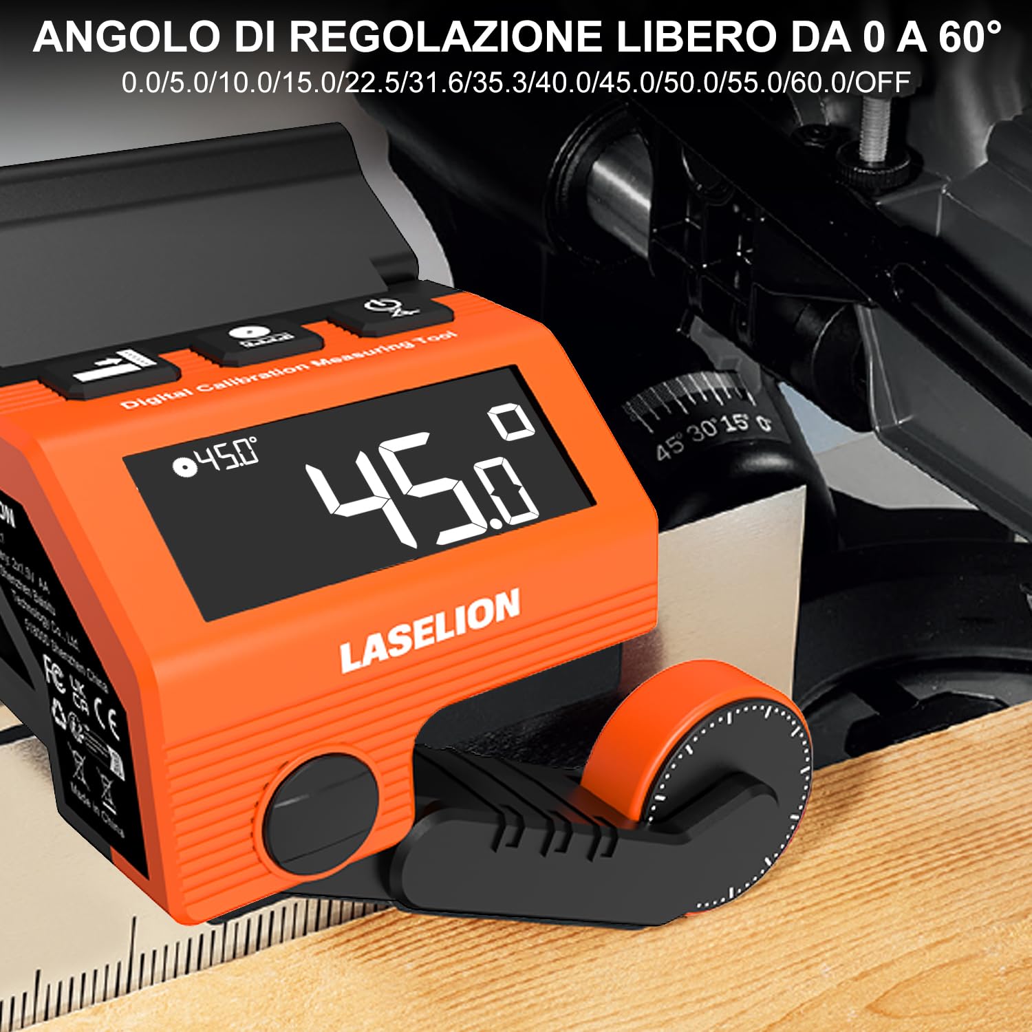 LASELION L1 Calibratore Digitale per Seghetto - Regolazione Spessore e Angolo Lama, Modalità Taglio Sinistra/Destra, Connettibile a Barriera per Seghetto, Unità m/ft