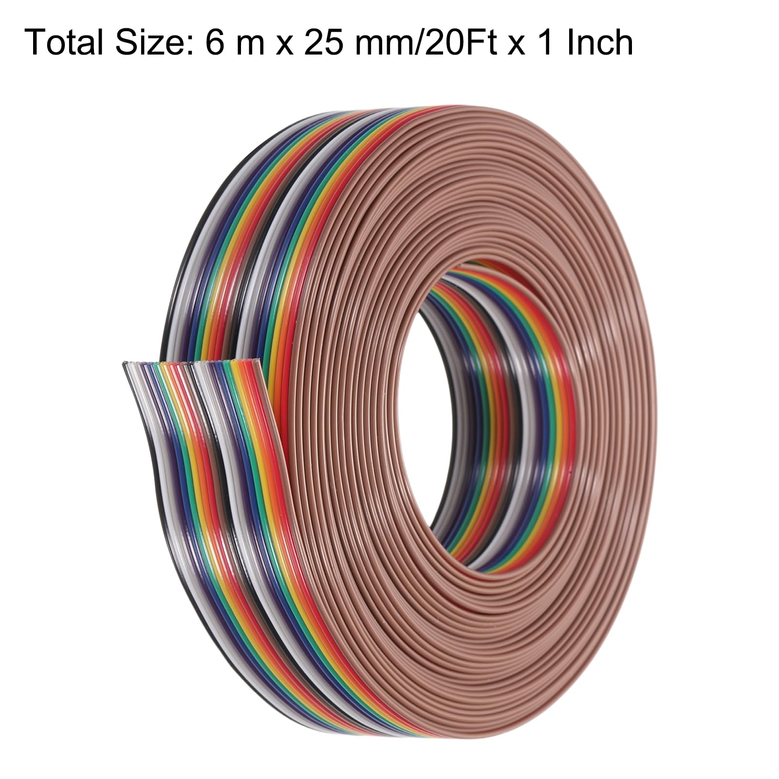 QUARKZMAN 1 szt. 20 pinów płaskich sznurków Rainbow Ribbon Cable 20 Ft 1.27mm Pitch Breadboard Jumper Wires do projektów elektronicznych