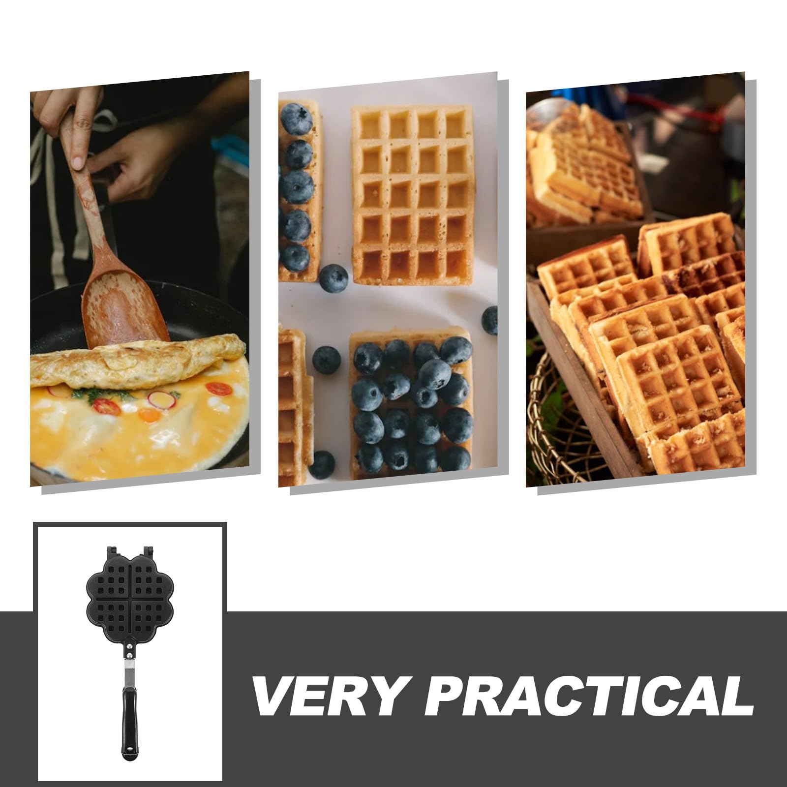 Stampo per Waffle e Pancake in Antiadherente Doppia Faccia Teglia per Dolci Te e Salvaspazio per Cucina Domestica e Regalo per Amanti della Pasticceria