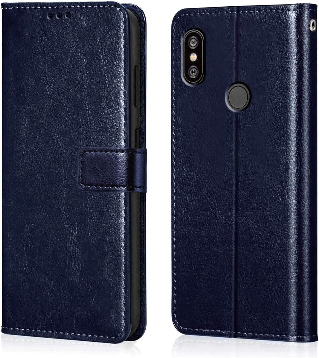 WOW IMAGINE Shock Proof Flip Case Back Cover for Xiaomi Mi Redmi Y2 (Flexible | Leather Finish | Card Pockets Wallet & Stand | Blue)