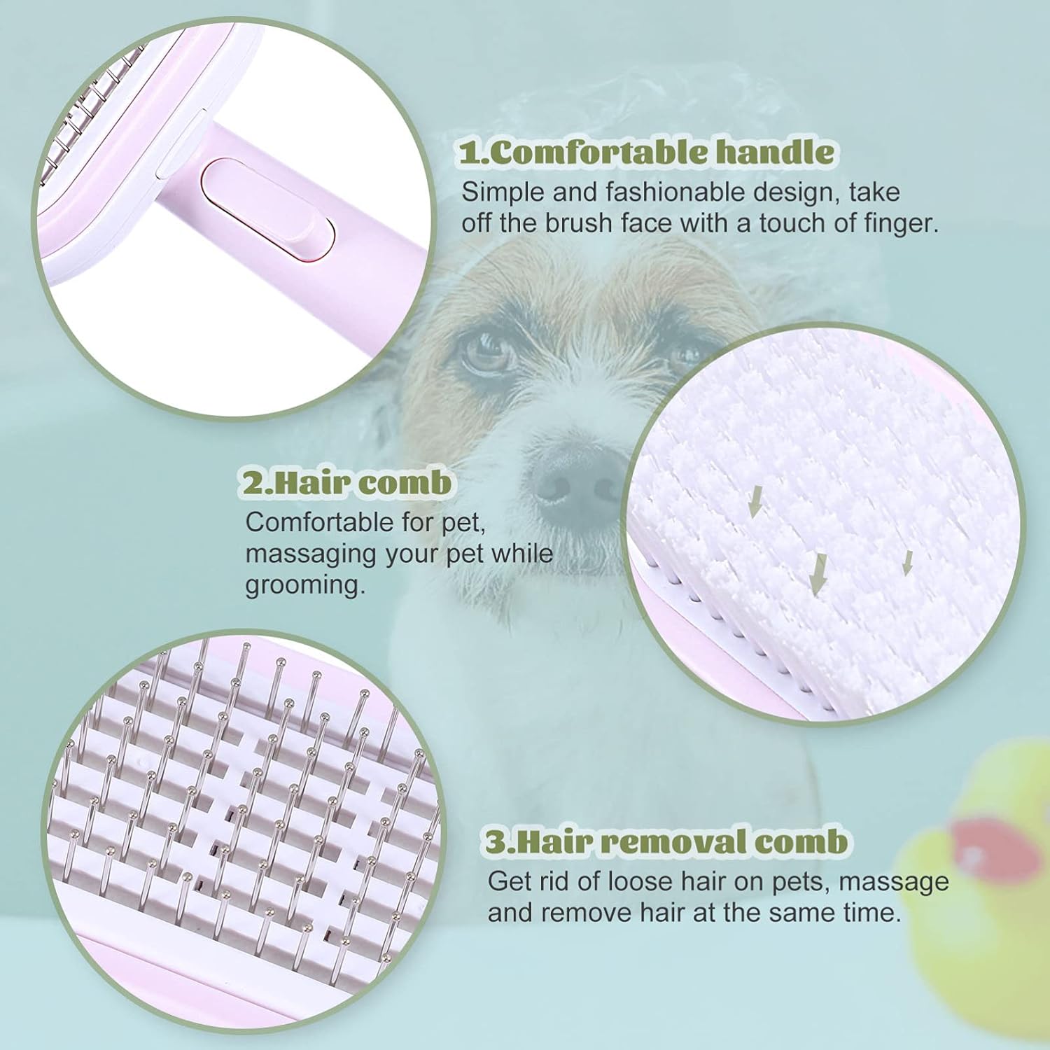 FRCOLOR Cat Grooming Brush Replacement Heads Multi-functional Pet Massage Comb for Daily Use Reduces Shedding Ergonomic Design for Easy Cleaning and Comfort