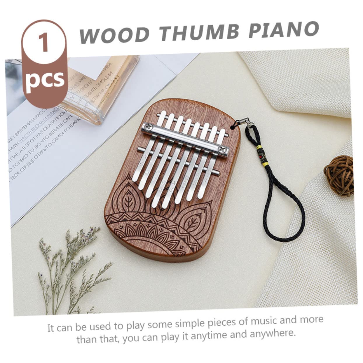 ibasenice 2stücke Kalimba Daumenklavier Aus Holz Tragbares Musikinstrument Für Anfänger Ergonomisches Design Leicht Und Einfach Zu Transportieren Für Musikliebhaber Und Gemeinsame