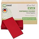 SimuLinen Red Linen Feel Disposable Dinner Napkins - Cloth-Like Kosher Napkins for Weddings and Showers, 16x16, Box of 300