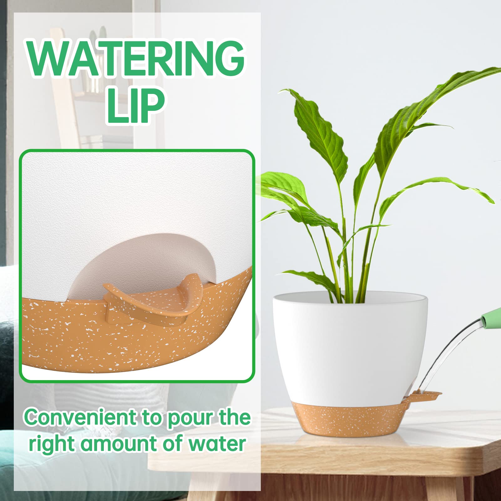 ZMTECH Lot De 2 Pots Auto-Arrosants 20cm - Jardinières Avec Réservoir Pour Plantes Intérieur Extérieur Noir
