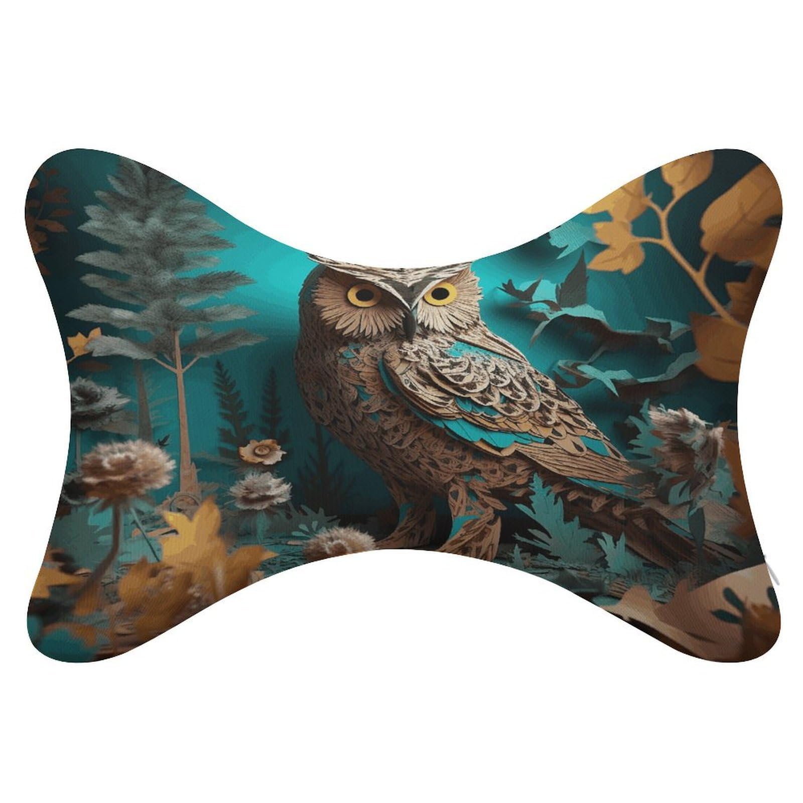 VstaDank Owl Car Neck Pillows 2 Pack Removable Ergonomic Cervical Support Pillow Fashion Cozy Bone Shaped Pillows Soft Car Headrest Pillow for Office Airplane Most Car