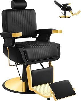 Hydraulic Reclining Barber Chair, Heavy Duty Salon Styling Chair 550 lbs