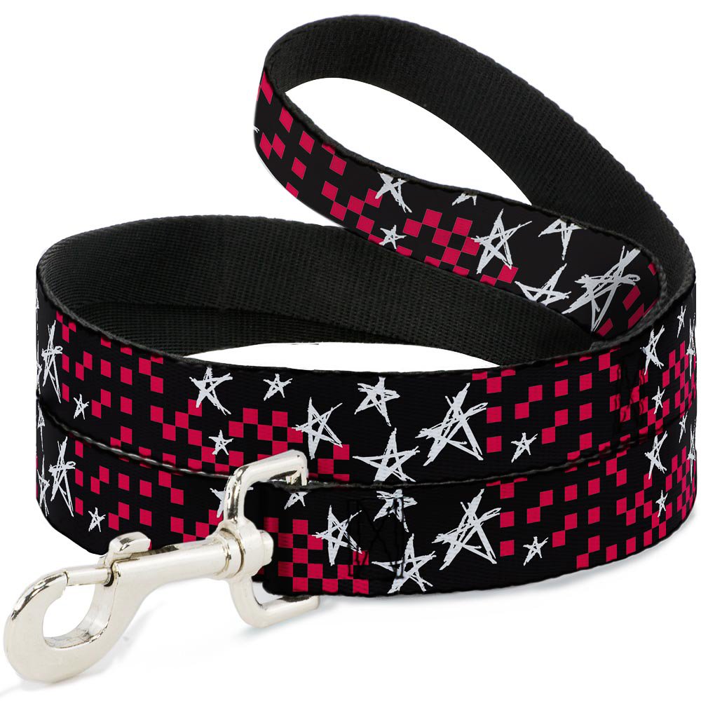 Laisse chien Buckle Down Sketch étoiles nylon haute densité fuchsia