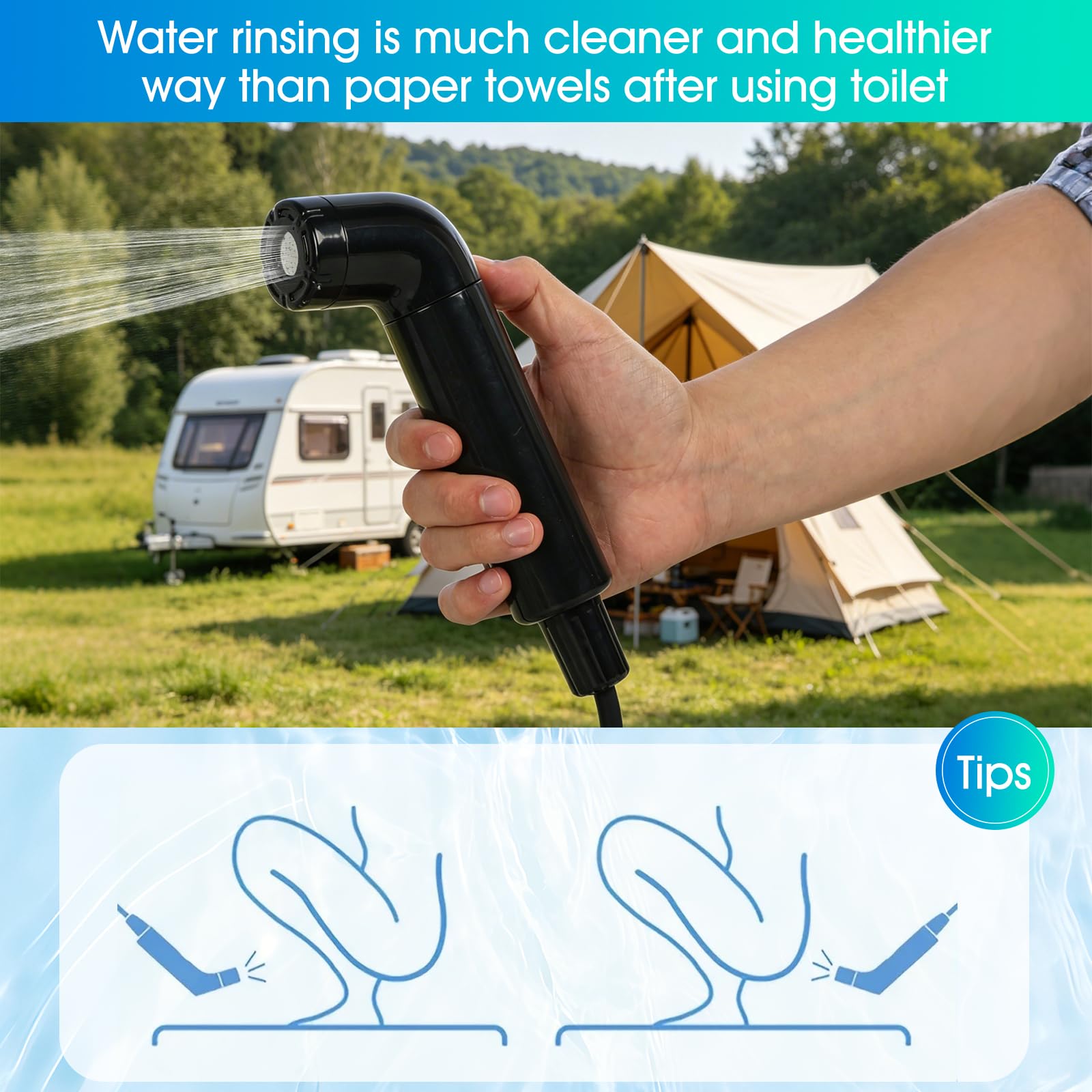 Bidet portatile, bidet elettrico ricaricabile da 2,5 l, bidet WC portatile con serbatoio d'acqua per campeggio all'aperto, doccia musulmana spray pulito per l'igiene personale