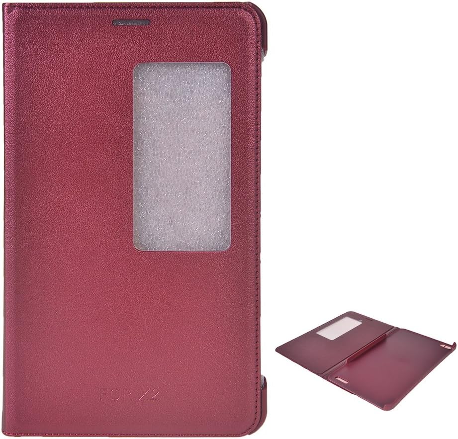 MediaPad X2 Case, AOBD [Red] Premium PU Leather View Window Folio Case Flip Cover for Huawei MediaPad X2