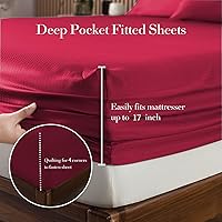 Vista 184 de HENGWEITEXT 18 Inch Cal King Sheets Deep Pocket,4 Piece Sheet Set Breathable and Cooling,Microfiber Sheet Set Deep Pocket,Wrinkle Free Shrinkage &