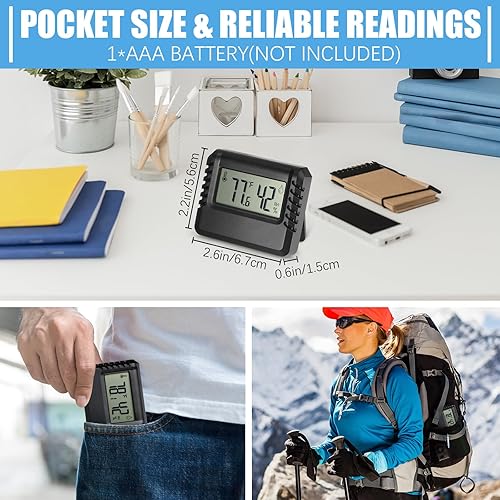 Miniatura 2 de Medidor digital de temperatura y humedad, medidor de habitación, mini termómetro higrómetro con sensor de humedad de temperatura precisa para