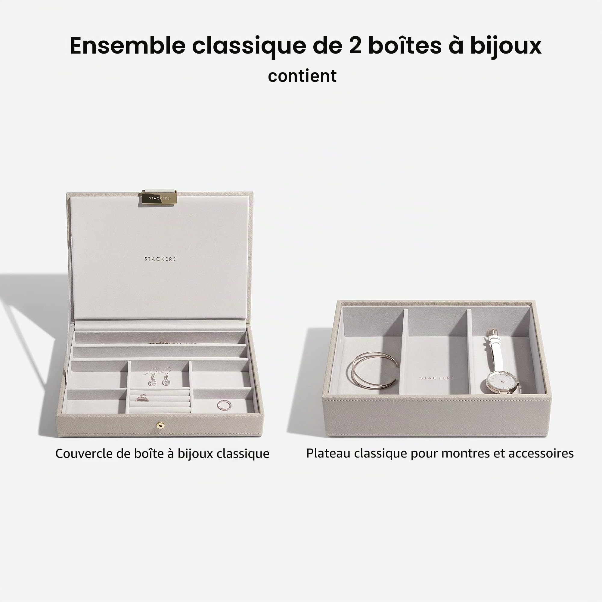 Stackers Lot de 2 boîtes à bijoux classiques Taupe