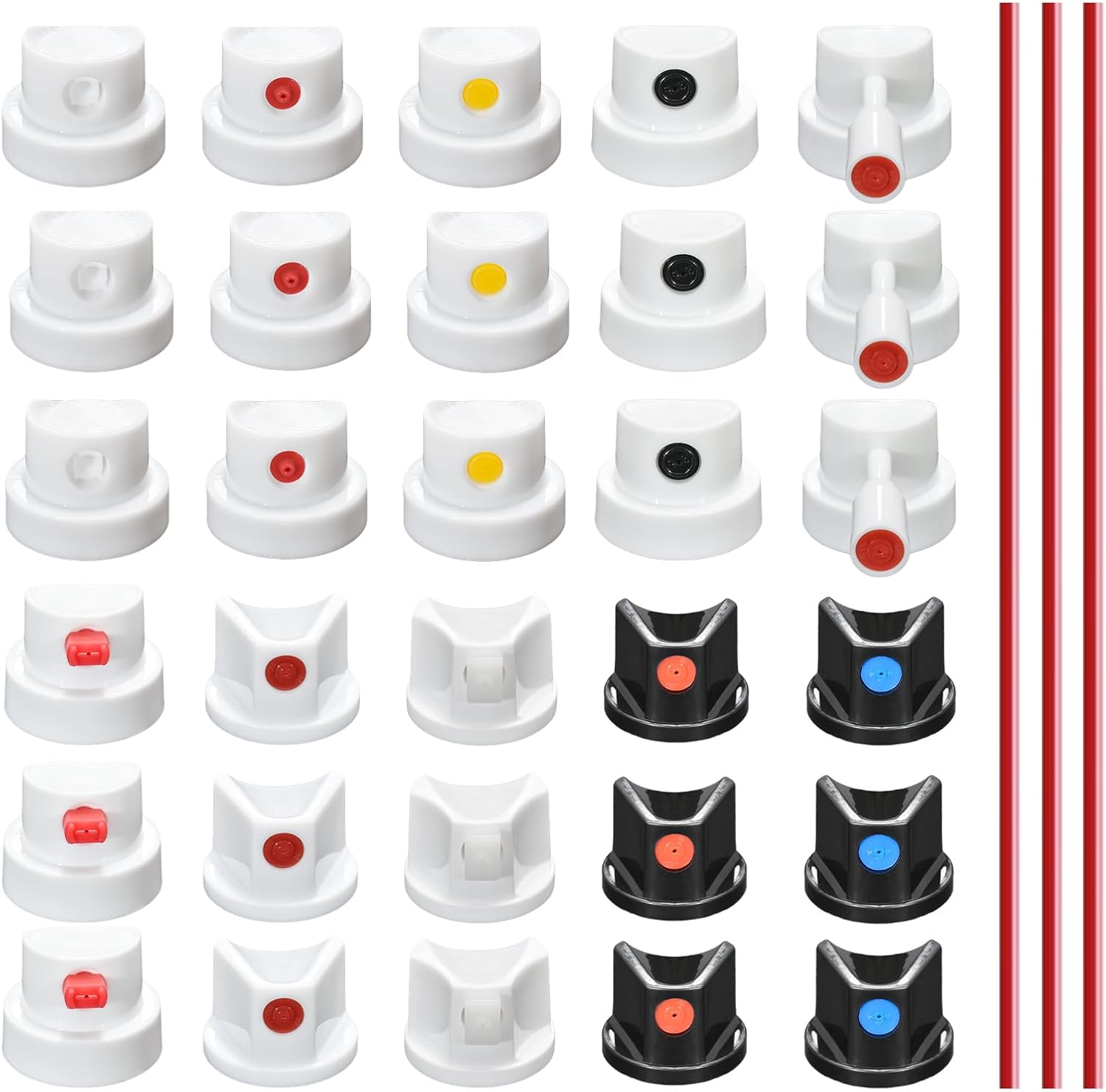 Spray Can Nozzle Tips for Graffiti & DIY Art, 30 Assorted Caps & Tips | Spray Paint Nozzle Kit with ABS & leak-proof seals, fits most cans, saves paint, prevents clogs for graffiti spray paint