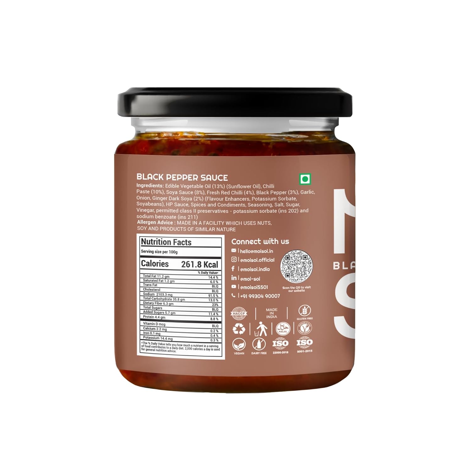 MOI SOI Black Pepper Sauce Chinese Sauce | Oriental Sauce | Asian Sauce | Just Toss with Rice, Noodle, Tofu, Paneer, Vegetables & Meat, 175 gm