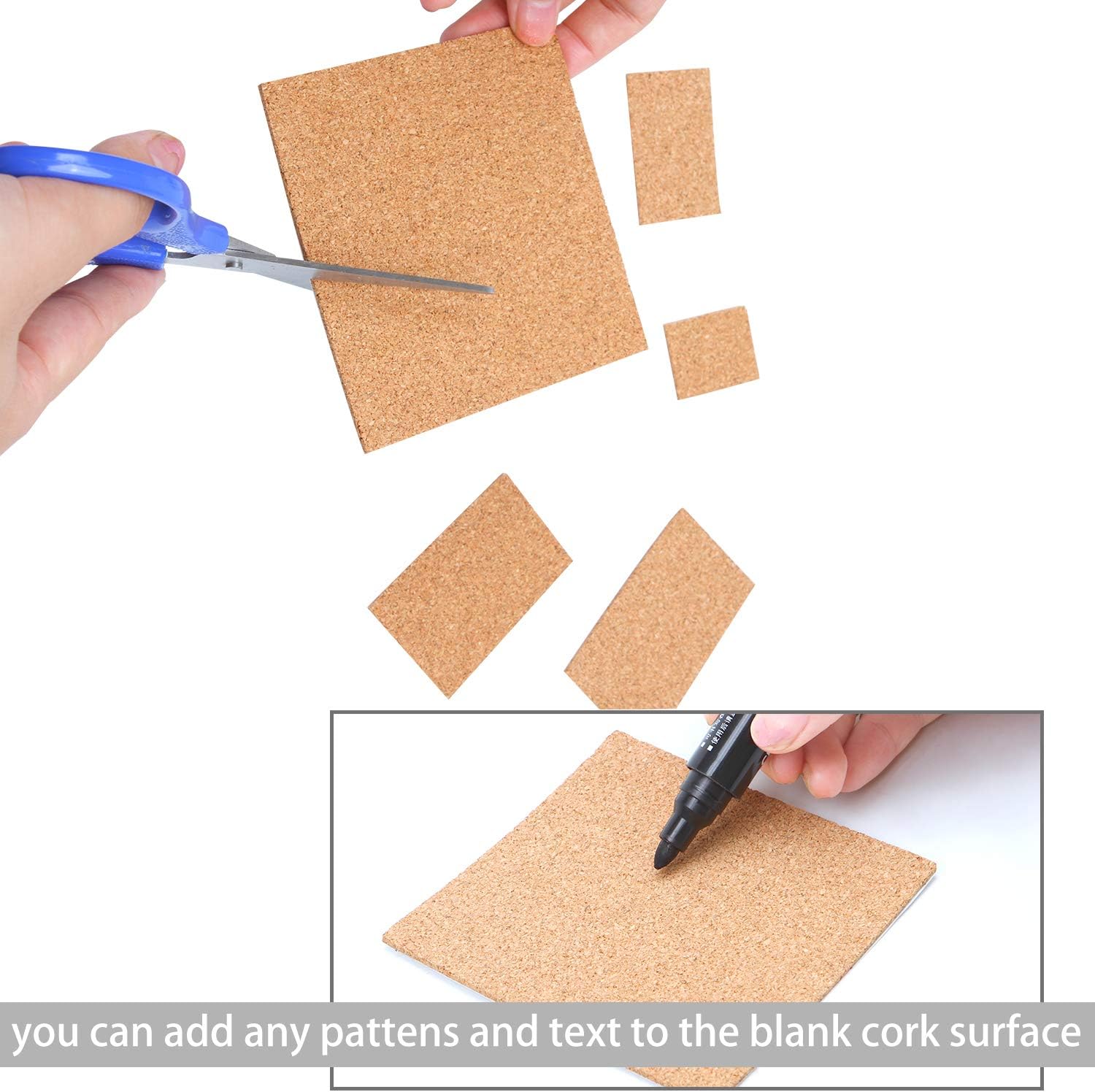 Resinta 50 Pack Self-Adhesive Cork Squares 4 x 4 Inch Cork Backing Sheets Mini Wall Cork Tiles with a Storage Bag for Coasters and DIY Crafts