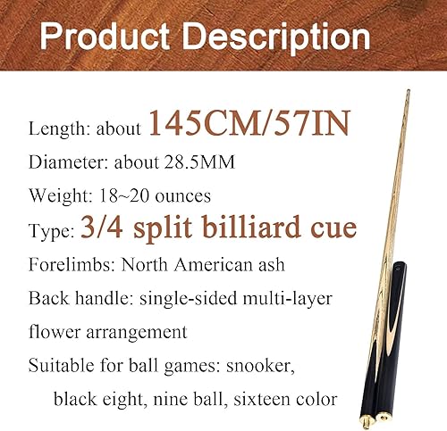 Miniatura 2 de Tacos de billar profesionales 34 Tacos de billar Chino de ocho cubos Negro de ocho cubos Snooker Nivel de entrada 0.394 in (Color 4)