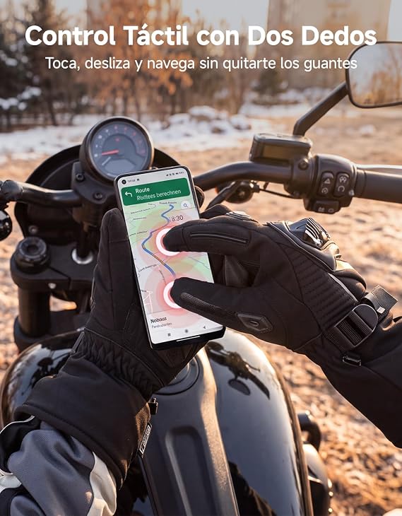 KEMIMOTO Guantes Moto Invierno, Impermeable,Táctiles, Cortavientos y Agarre